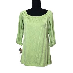 Patti Biggs Green Off the Shoulder Tunic Top S